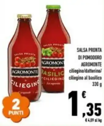 Conad Salsa pronta di pomodoro agromonte ciliegino al basilico offerta