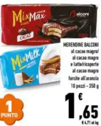 Conad Merendine balconi al cacao magra al cacao magia e lattefricoperte al cacao magis farcite all'arancia 10 pezzi - offerta