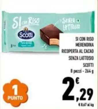 Conad Si con riso merendina ricoperta al cacao senza lattosio scotti 8 pezzi offerta