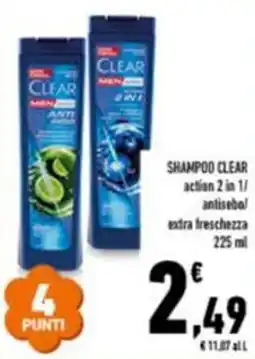 Conad Shampoo clear action 2 in 1/ antisebol extra freschezza offerta