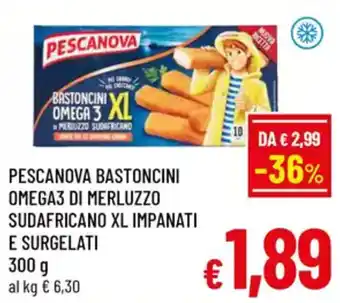 A&O Pescanova bastoncini omega3 di merluzzo sudafricano xl impanati e surgelati offerta