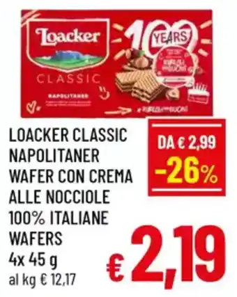 A&O Loacker classic napolitaner alle nocciole 100% italiane wafers offerta