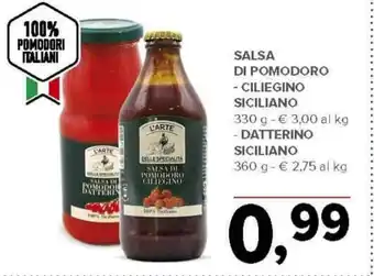 Todis Salsa di pomodoro ciliegino siciliano datterino siciliano offerta