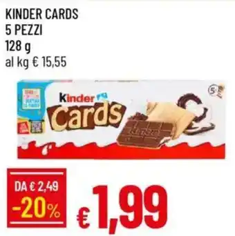 IperFamila Kinder cards 5 pezzi offerta