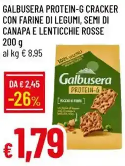 IperFamila Galbusera protein-g cracker con farine di legumi, semi di canapa e lenticchie rosse offerta