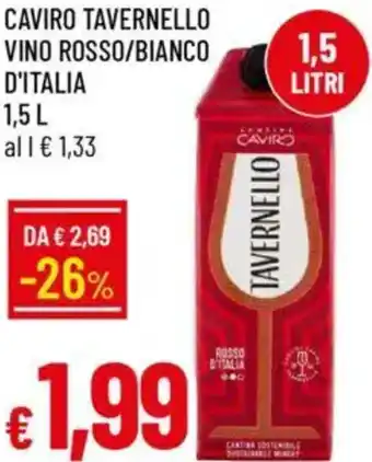 IperFamila Caviro tavernello vino rosso/bianco d'italia offerta