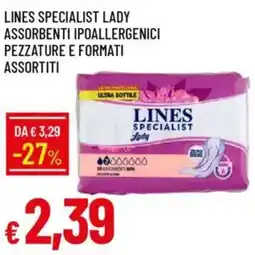 IperFamila Lines specialist lady assorbenti ipoallergenici pezzature e formati assortiti offerta