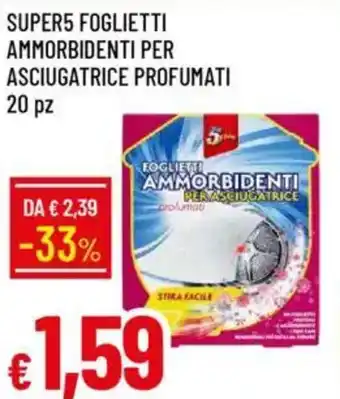 IperFamila Super5 foglietti ammorbidenti per asciugatrice profumati 20 pz offerta