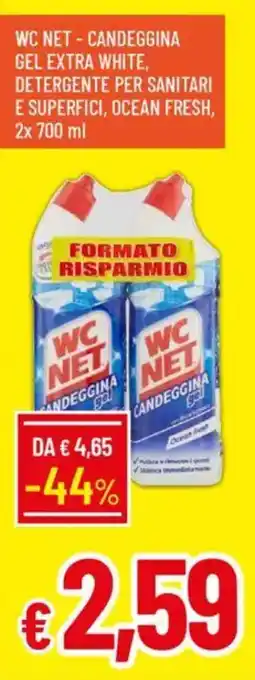 IperFamila Wc net - candeggina gel extra white, detergente per sanitari e superfici, ocean fresh, offerta