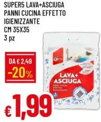 IperFamila Super5 lava+asciuga panni cucina effetto igienizzante 3 pz offerta