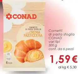 Conad Cornetti di pasta sfoglia CONAD vari tipi offerta