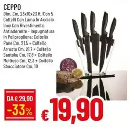 IperFamila Ceppo dim. con 5 coltelli con lama in acciaio inox con rivestimento antiaderente - impugnatura offerta