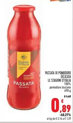 Conad Passata di pomodoro delicata LE STAGIONI D'ITALIA offerta