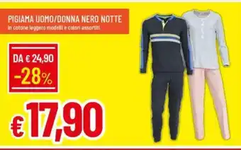 IperFamila Pigiama uomo/donna nero notte offerta