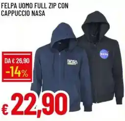 IperFamila Felpa uomo full zip con cappuccio nasa offerta