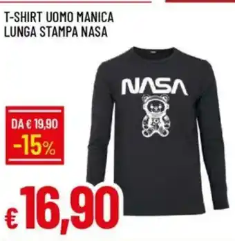 IperFamila T-shirt uomo manica lunga stampa nasa offerta