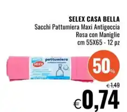 Famila SELEX CASA BELLA Sacchi Pattumiera Maxi Antigoccia Rosa con Maniglie offerta