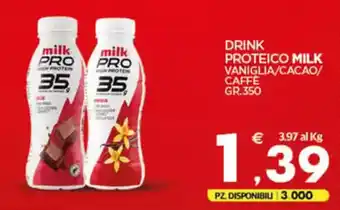 Despar Drink proteico milk vaniglia/cacao/ caffè offerta