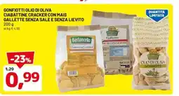 DPiù Gonfiotti olio di oliva ciabattine cracker con mais gallette senza sale e senza lievito offerta