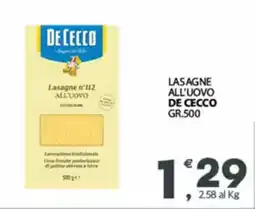 Despar Lasagne all'uovo DE CECCO offerta