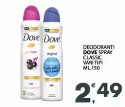 Despar Deodoranti dove spray classic vari tipi offerta