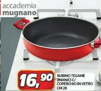 Rubino tegame 2manici c/ coperchio in vetro