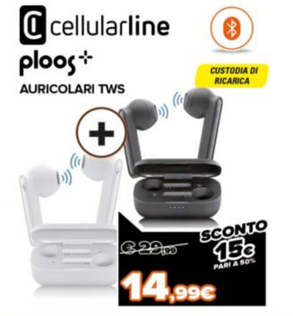Cellularline Ploos+ Auricolari TWS offerta di Somma Expert