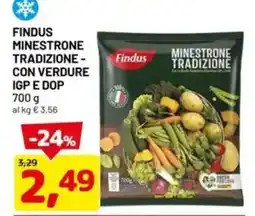 DPiù Findus minestrone tradizione con verdure igp e dop offerta