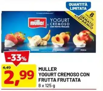 DPiù Muller yogurt cremoso con frutta fruttata offerta