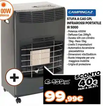 Campingaz Stufa A Gas GPL Infrarossi Portatile IR 5000