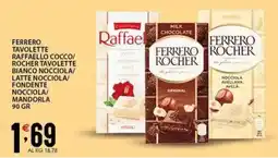 Sisa Ferrero tavolette raffaello cocco/ rocher tavolette bianco nocciola offerta