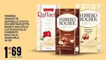 Sisa Ferrero tavolette raffaello cocco/ rocher tavolette bianco nocciola offerta