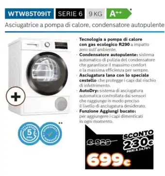 Somma Expert Bosch WTW85T09IT offerta