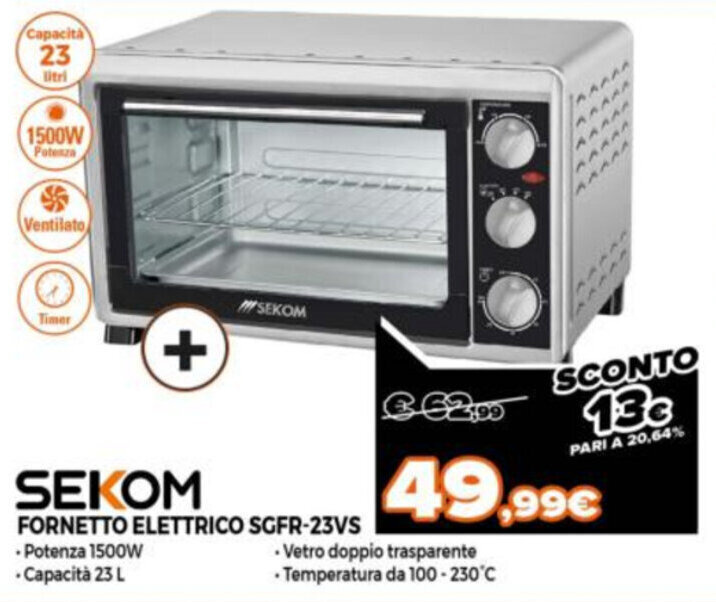 Sekom Fornetto Elettrico SGFR-23VS offerta di Somma Expert