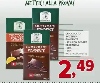 Todis Cioccolato svizzero fondente -72% con scorze di arancia offerta