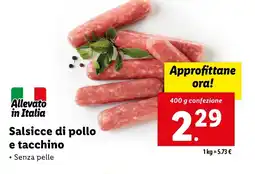 Lidl Salsicce di pollo e tacchino offerta