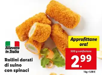 Lidl Rollini dorati di suino con spinaci offerta