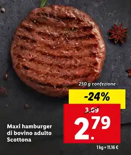 Lidl Maxi hamburger di bovino adulto Scottona offerta