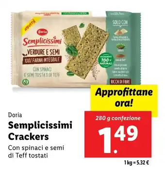 Lidl Doria Semplicissimi Crackers offerta