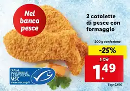 Lidl 2 cotolette di pesce con formaggio offerta