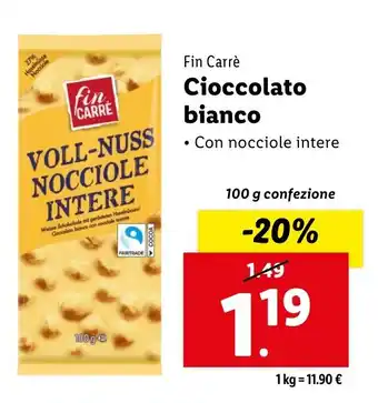 Lidl Fin Carrè Cioccolato bianco offerta