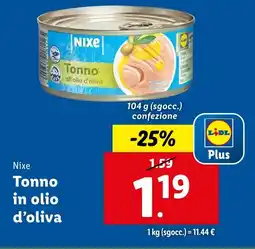 Lidl Nixe Tonno in olio d'oliva offerta