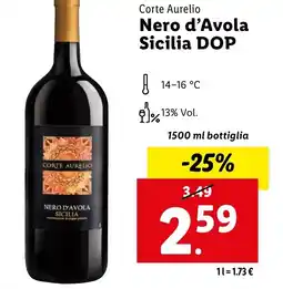 Lidl Corte Aurelio Nero d'Avola Sicilia DOP offerta