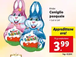 Lidl Kinder Coniglio pasquale offerta