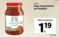 Lidl Italiamo Sugo al pomodoro con basilico offerta