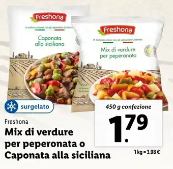 Lidl Freshona Mix di verdure per peperonata o Caponata alla siciliana offerta