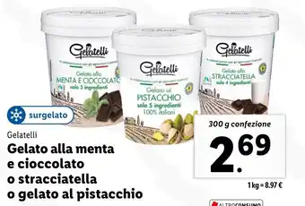 Lidl Gelatelli Gelato alla menta e cioccolato o stracciatella o gelato al pistacchio offerta