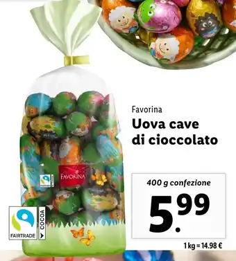 Lidl Favorina Uova cave di cioccolato offerta