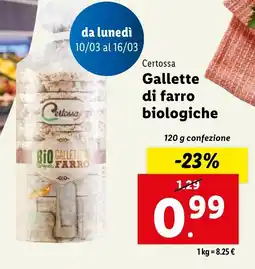 Lidl Certossa Gallette di farro biologiche offerta