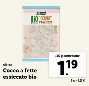 Lidl Alesto Cocco a fette essiccato bio offerta